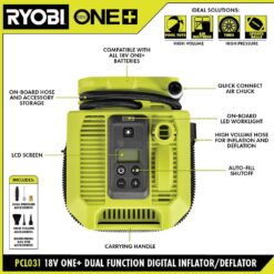 RYOBI ONE+ 18V Cordless Dual Function Inflator/Deflator(Tool Only) PCL031B