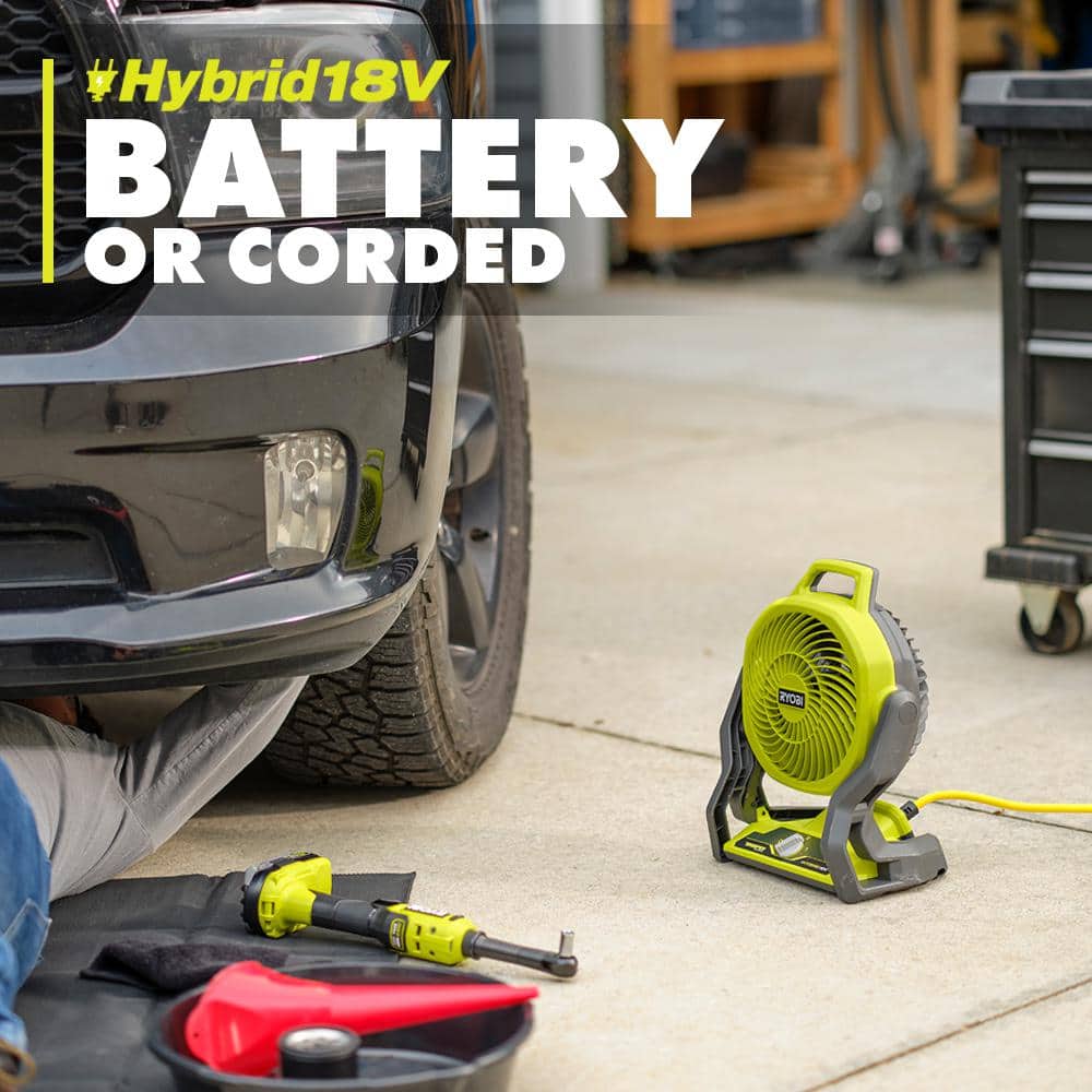 RYOBI ONE+ 18V Cordless Hybrid WHISPER SERIES 7-1/2 in. Fan Kit with 4.0 Ah Battery and Charger PCL811K1