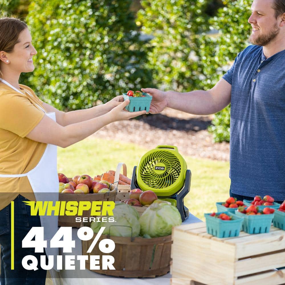 RYOBI ONE+ 18V Cordless Hybrid WHISPER SERIES 7-1/2 in. Fan Kit with 4.0 Ah Battery and Charger PCL811K1