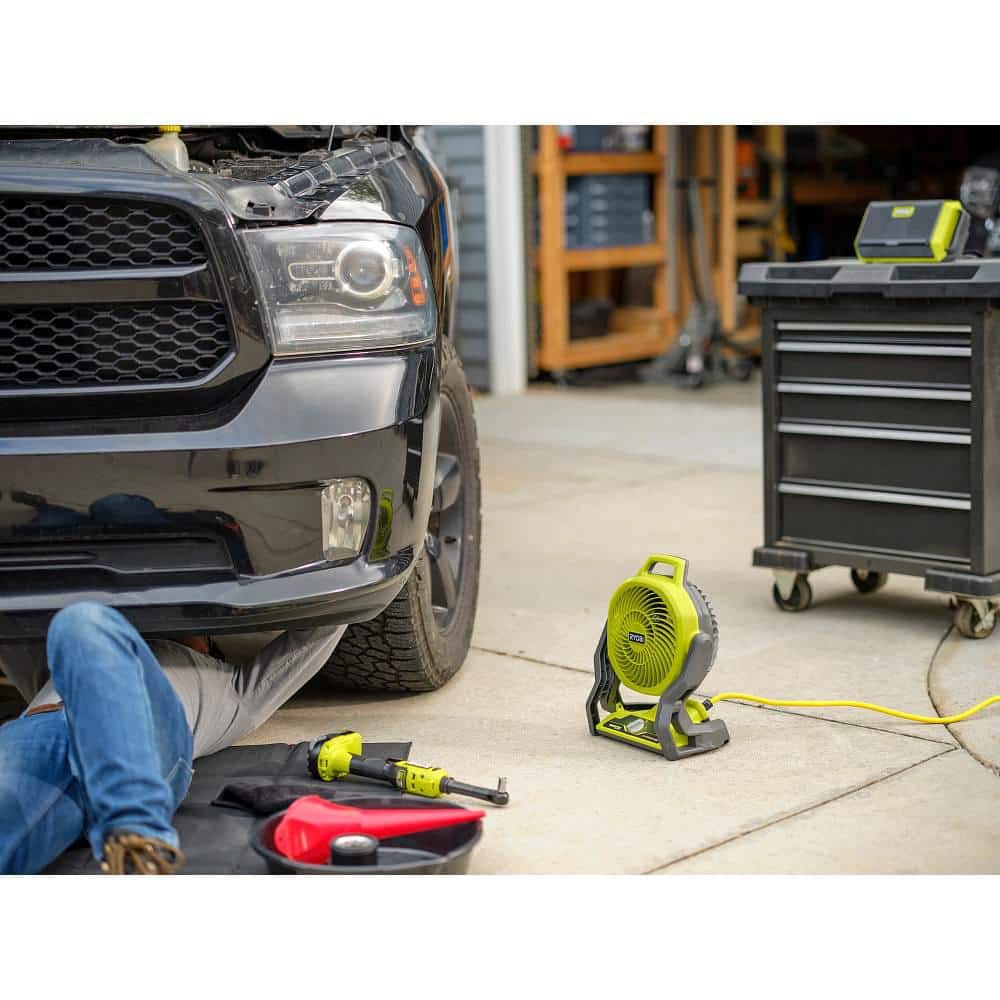 RYOBI ONE+ 18V Cordless Hybrid WHISPER SERIES 7-1/2 in. Fan Kit with 4.0 Ah Battery and Charger PCL811K1