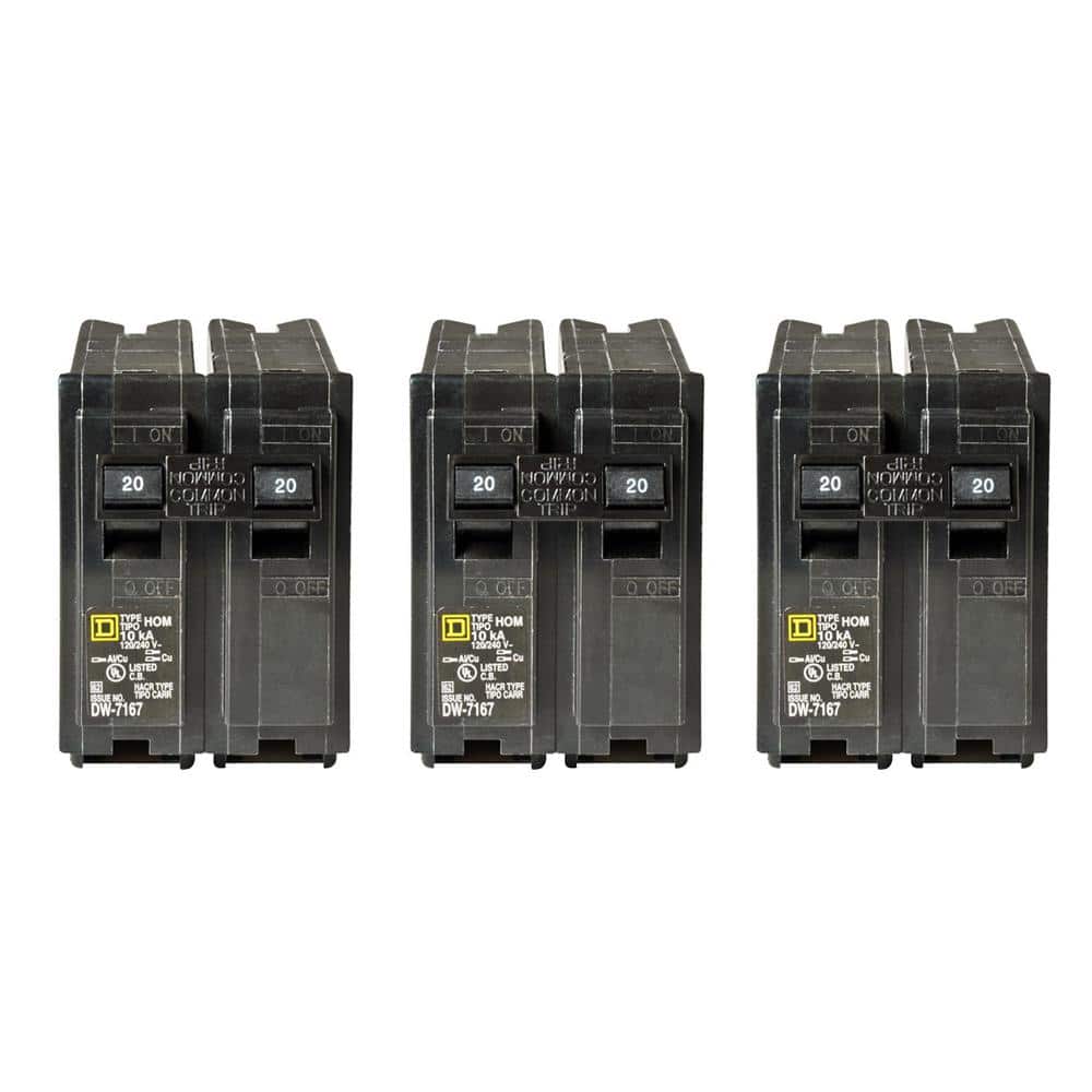 Square D Homeline 20 Amp 2-Pole Circuit Breaker (3-Pack) HOM220CP3