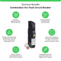 Square D QO 15 Amp Single-Pole Combination Arc Fault Circuit Breaker (QO115CAFIC) QO115CAFIC