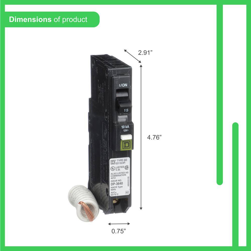 Square D QO 15 Amp Single-Pole Combination Arc Fault Circuit Breaker (QO115CAFIC) QO115CAFIC