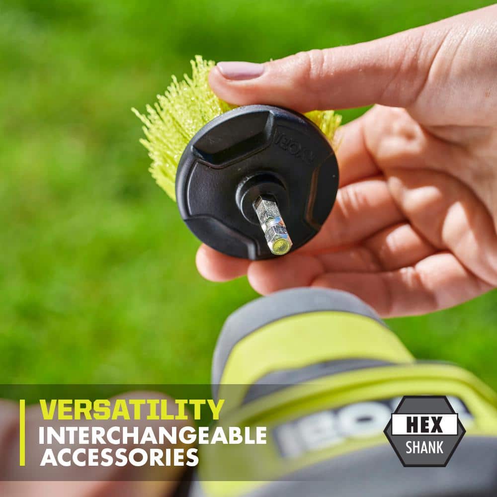 RYOBI USB Lithium Compact Scrubber Kit with 2.0 Ah Battery, USB Charging Cord, and 2 in. Medium Bristle Brush FVG51K