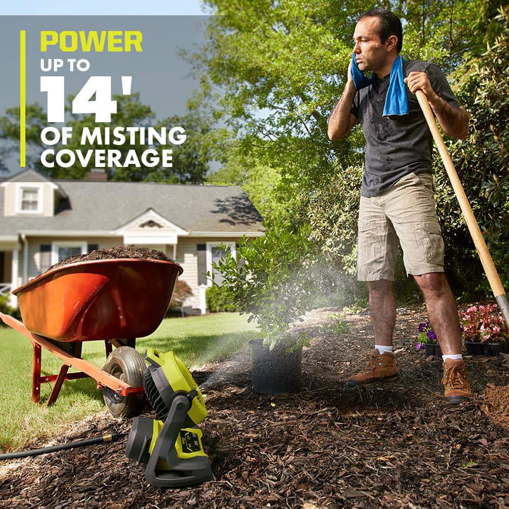 RYOBI ONE+ 18V Cordless 7-1/2 in. Bucket Top Misting Fan Kit with 1.5 Ah Battery and Charger PCL851K