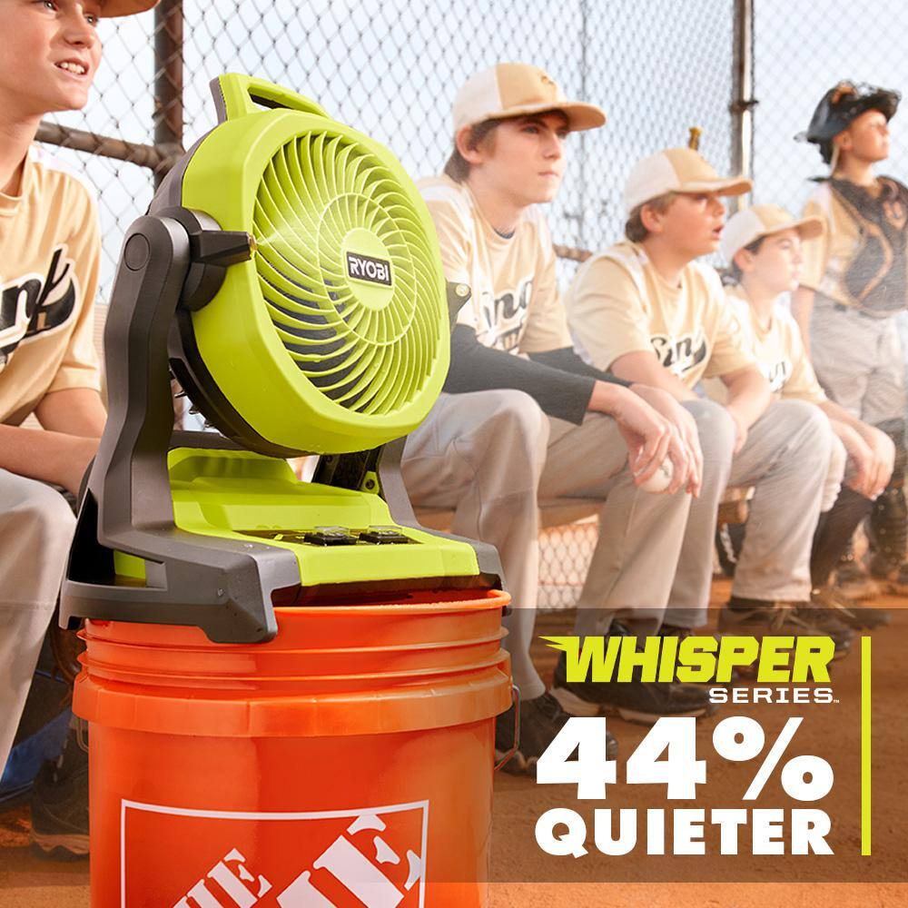 RYOBI ONE+ 18V Cordless 7-1/2 in. Bucket Top Misting Fan Kit with 1.5 Ah Battery and Charger PCL851K