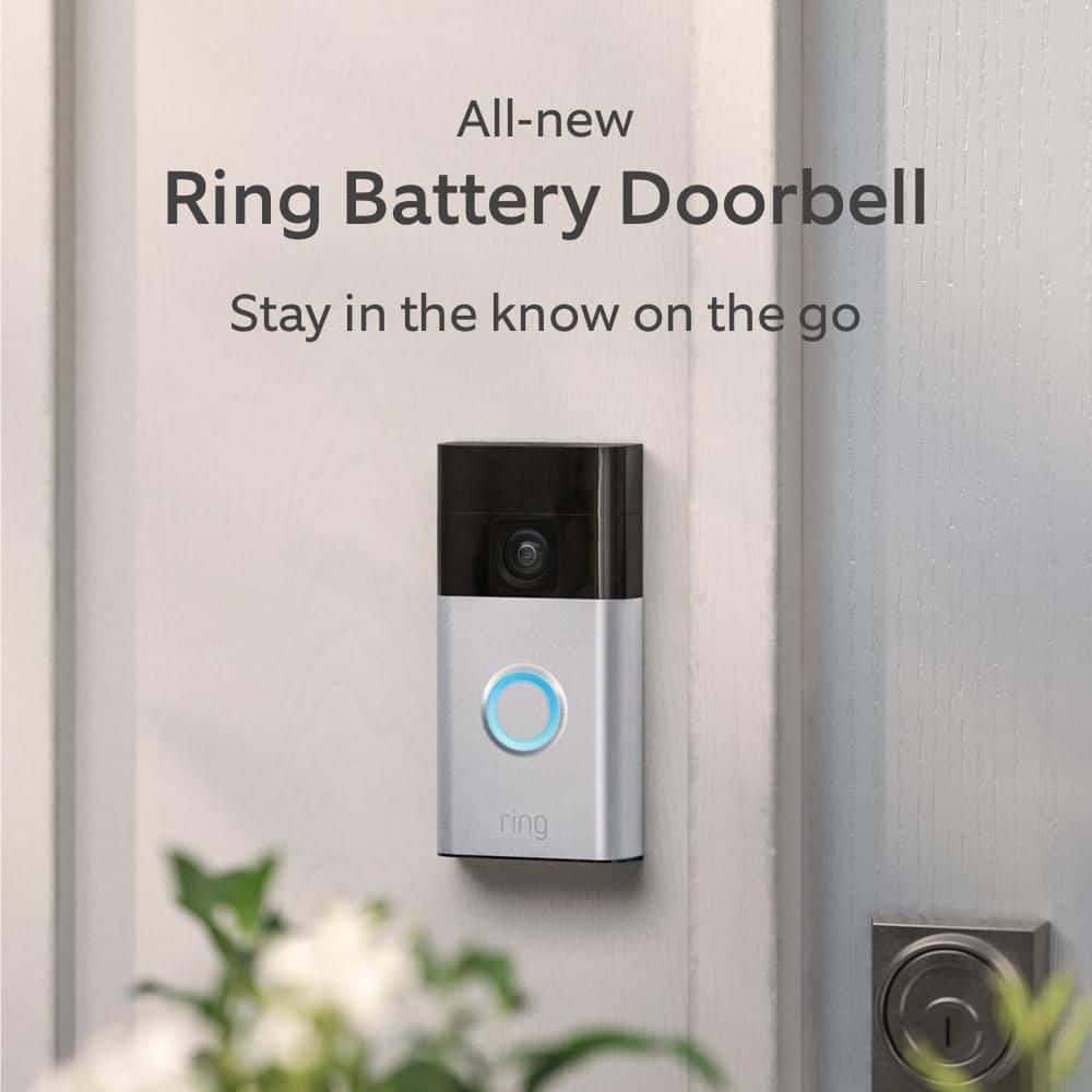 Ring Battery Doorbell with Head-to-Toe HD Video, Live View with 2-Way Talk, and Motion Detection and Alerts - Satin Nickel B0BZWRSRWV