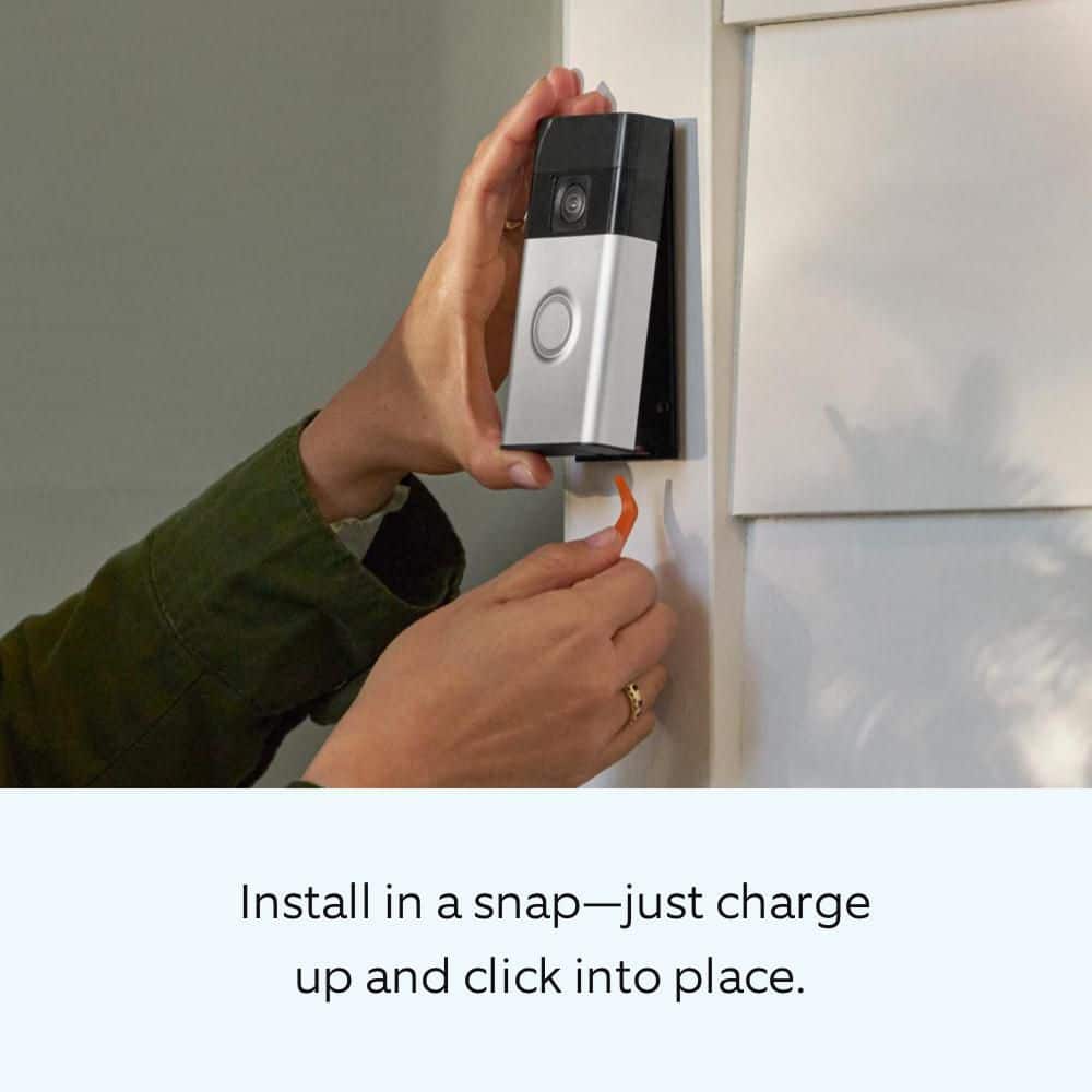 Ring Battery Doorbell with Head-to-Toe HD Video, Live View with 2-Way Talk, and Motion Detection and Alerts - Satin Nickel B0BZWRSRWV