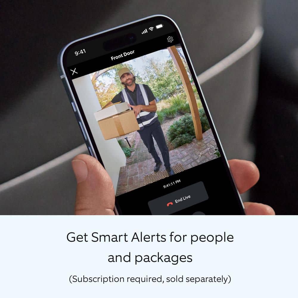 Ring Battery Doorbell with Head-to-Toe HD Video, Live View with 2-Way Talk, and Motion Detection and Alerts - Satin Nickel B0BZWRSRWV