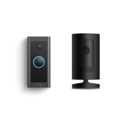Ring Wired Video Doorbell with Stick Up Cam Battery, Black B0C59FP6LQ