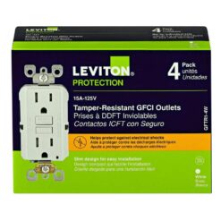 Leviton 15 Amp 125-Volt Duplex SmarTest Self-Test SmartlockPro Tamper Resistant GFCI Outlet, White (4-Pack) M42-GFTR1-04W