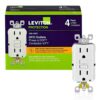 Leviton 15 Amp 125-Volt Duplex Self-Test Slim GFCI Outlet, White (4-Pack) M42-GFNT1-04W