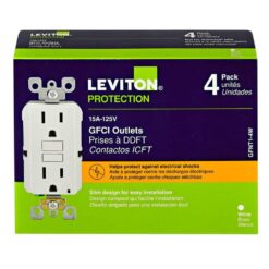 Leviton 15 Amp 125-Volt Duplex Self-Test Slim GFCI Outlet, White (4-Pack) M42-GFNT1-04W