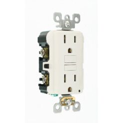Leviton 15 Amp 125-Volt Duplex Self-Test Slim GFCI Outlet, White (4-Pack) M42-GFNT1-04W
