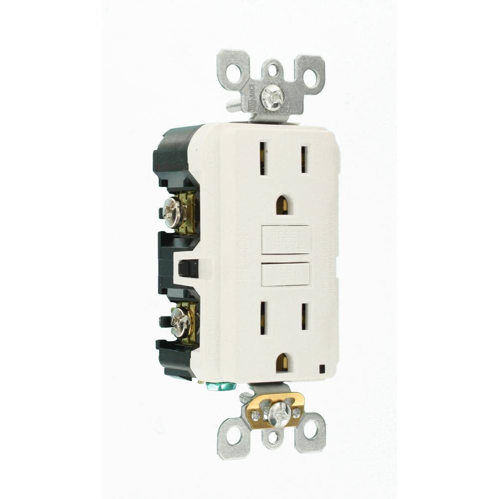 Leviton 15 Amp 125-Volt Duplex Self-Test Slim GFCI Outlet, White (4-Pack) M42-GFNT1-04W