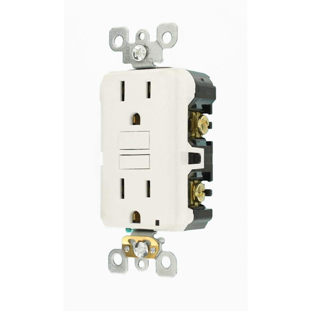 Leviton 15 Amp 125-Volt Duplex Self-Test Slim GFCI Outlet, White (4-Pack) M42-GFNT1-04W