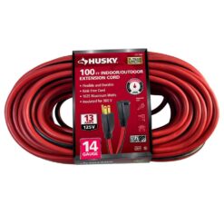 Husky 100 ft. 14/3 Medium Duty Indoor/Outdoor Extension Cord, Red/Black 63100HY