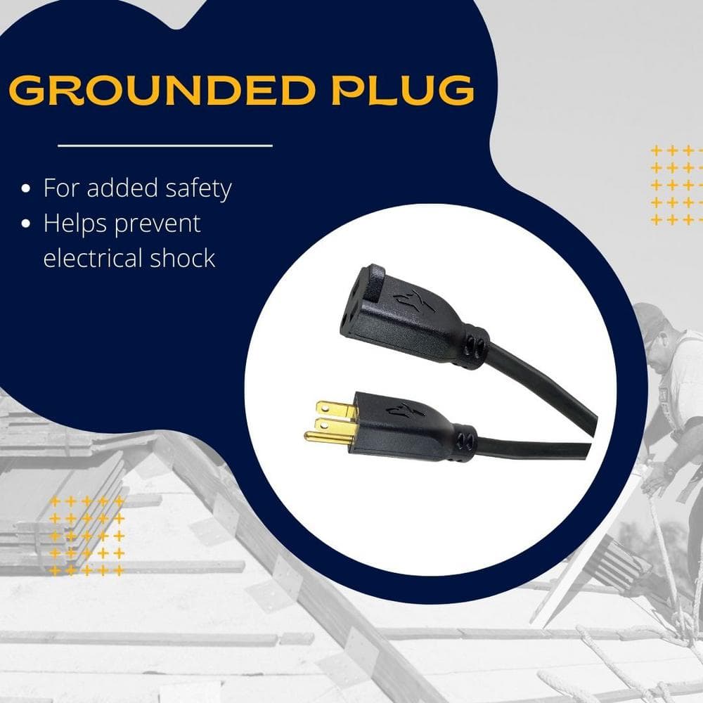 Husky 50 ft. 14/3 Medium Duty Indoor/Outdoor Oil Resistant Extension Cord, Black 57050BLKHY