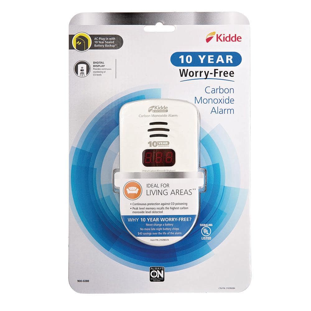 Kidde 10-Year Worry-Free Plug-In Carbon Monoxide Detector with Digital Display 21029626 21029626