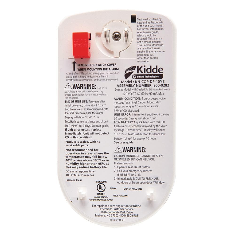 Kidde 10-Year Worry-Free Plug-In Carbon Monoxide Detector with Digital Display 21029626 21029626