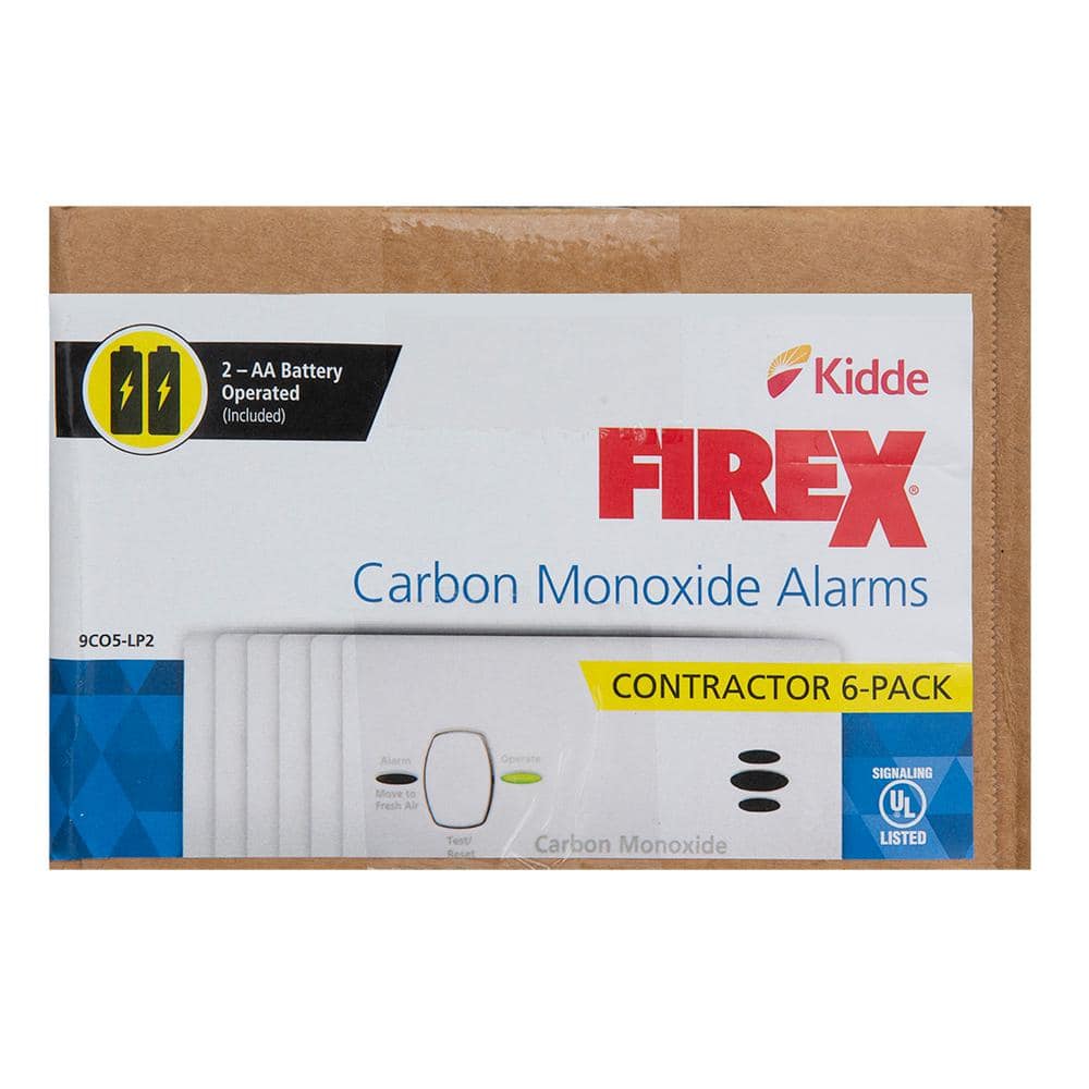 Kidde Firex AA Battery Powered Carbon Monoxide Detector, Slide Out Battery Door (6-Pack) 21029900
