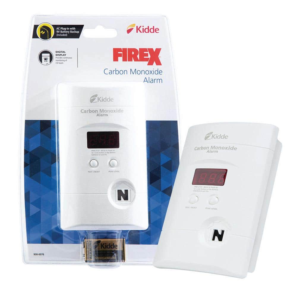 Kidde Firex Plug-in Carbon Monoxide Detector, 9V Battery Backup, Digital Display 21029915