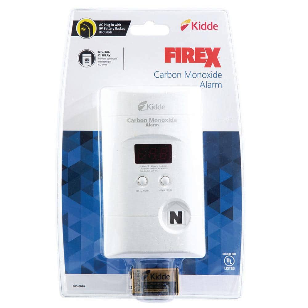 Kidde Firex Plug-in Carbon Monoxide Detector, 9V Battery Backup, Digital Display 21029915