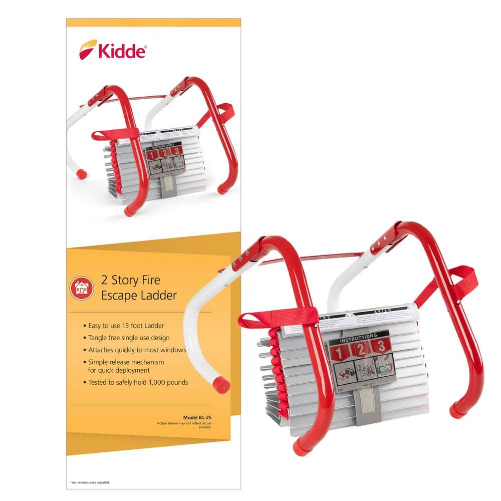Kidde Fire Escape Ladder, 2-Story, 13 ft. Long, 1,000 lb. Load Capacity 21030942