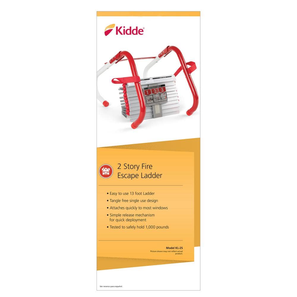 Kidde Fire Escape Ladder, 2-Story, 13 ft. Long, 1,000 lb. Load Capacity 21030942