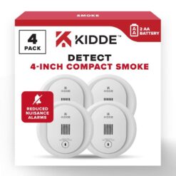 Kidde Compact 4 in. Battery Powered Smoke Detector with Photoelectric Sensor (4-Pack) 21031438