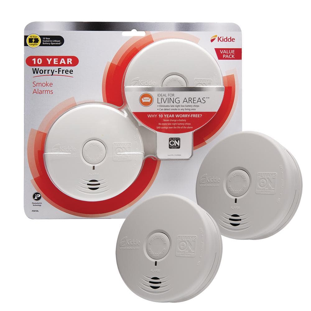 Kidde 10 Year Worry -Free Battery Powered Smoke Detector with Photoelectric Sensor (2-Pack) 21029898