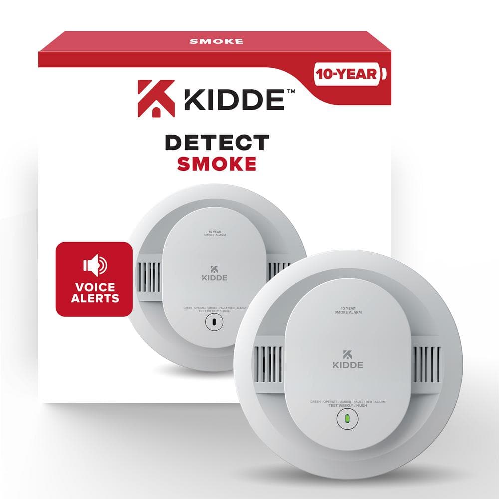 Kidde 10-Year Battery Powered Smoke Detector with Photoelectric Sensor and Voice Alerts 21033065