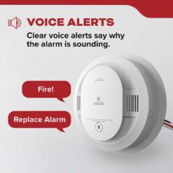 Kidde Hardwired Smoke Detector with 10-Year Battery Backup, Voice Alerts, Interconnectable and LED Warning Lights 21033154