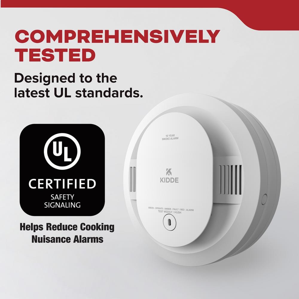 Kidde 10-Year Battery Powered Smoke Detector with Photoelectric Sensor (3-Pack) 21032777