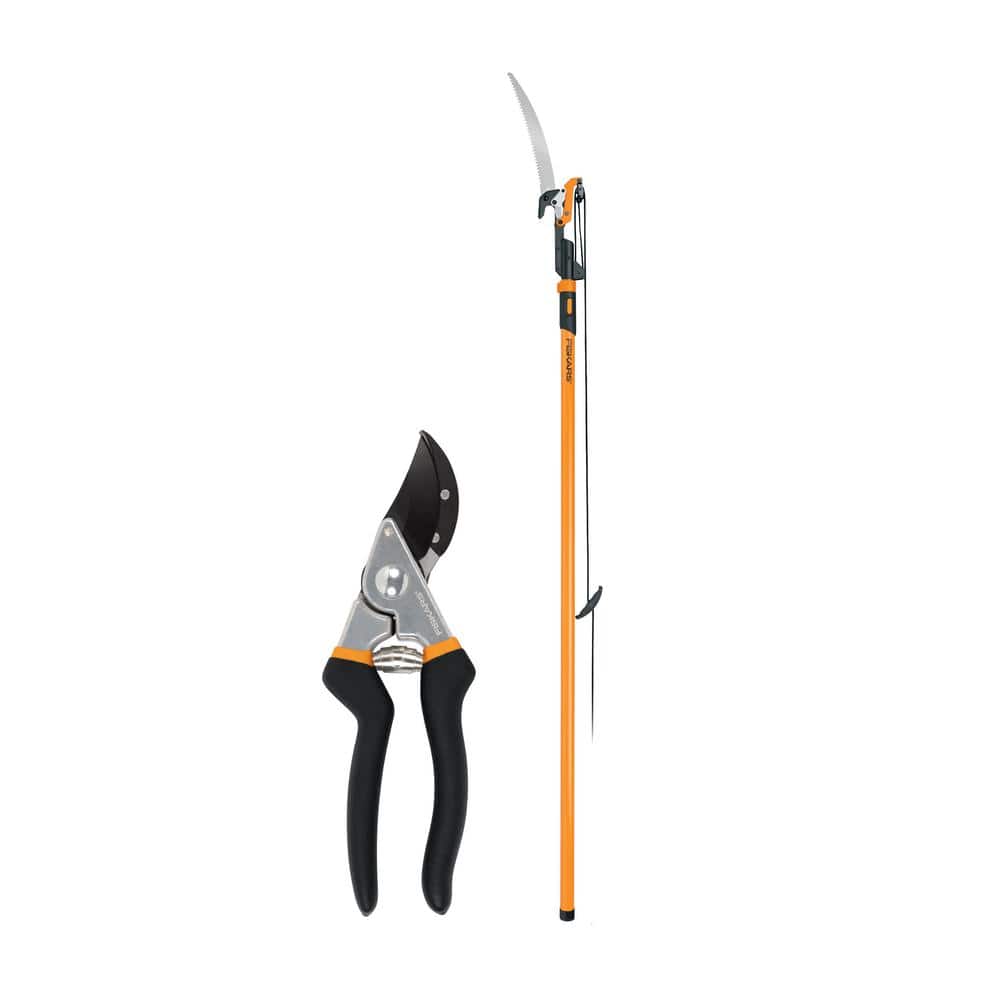 Fiskars 15 in. Steel Blade Tree Pruner and 8.5 in. Pruning Shears (2-Piece) 1076079