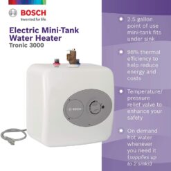 Bosch Tronic mini-tank es2.5 2.7-Gallons Lowboy 6-year Limited Warranty 1440-Watt 1 Element Point Of Use Electric Water Heater