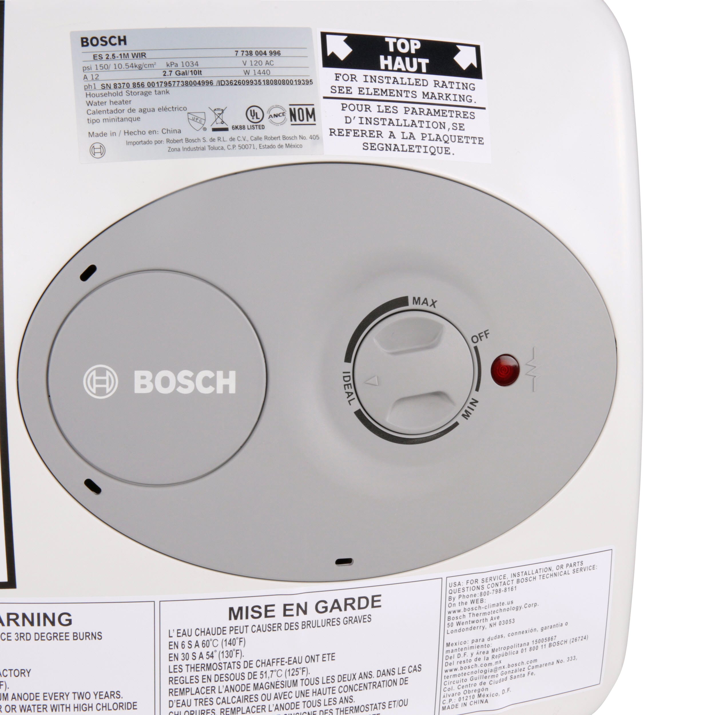 Bosch Tronic mini-tank es2.5 2.7-Gallons Lowboy 6-year Limited Warranty 1440-Watt 1 Element Point Of Use Electric Water Heater