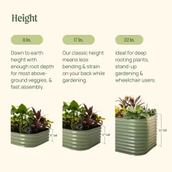 Vego Garden 48-in W x 96-in L x 17-in H Olive Green Metal Raised Garden Bed