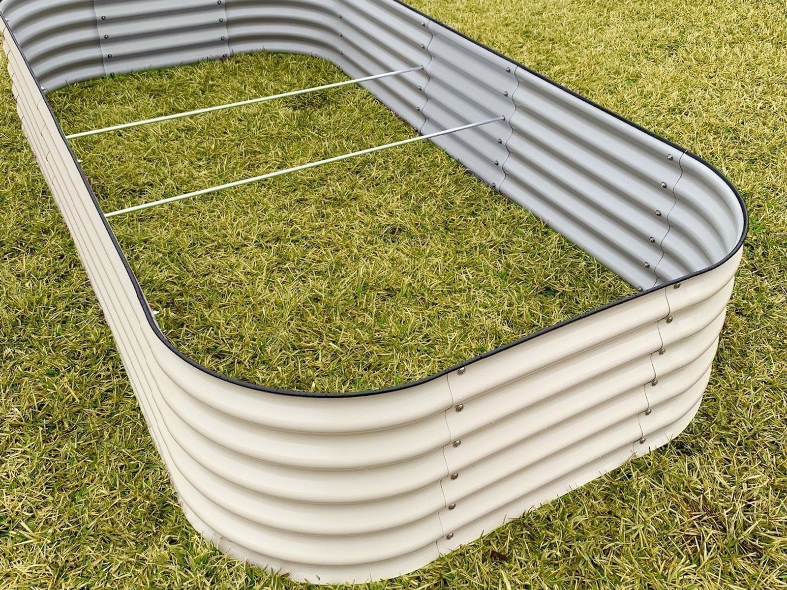 Vego Garden 48-in W x 96-in L x 17-in H Pearl White Metal Raised Garden Bed