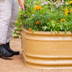 Vego Garden 45-cu ft 48-in W x 96-in L x 17-in H Sunlit Oak Galvanized Metal Raised Garden Bed