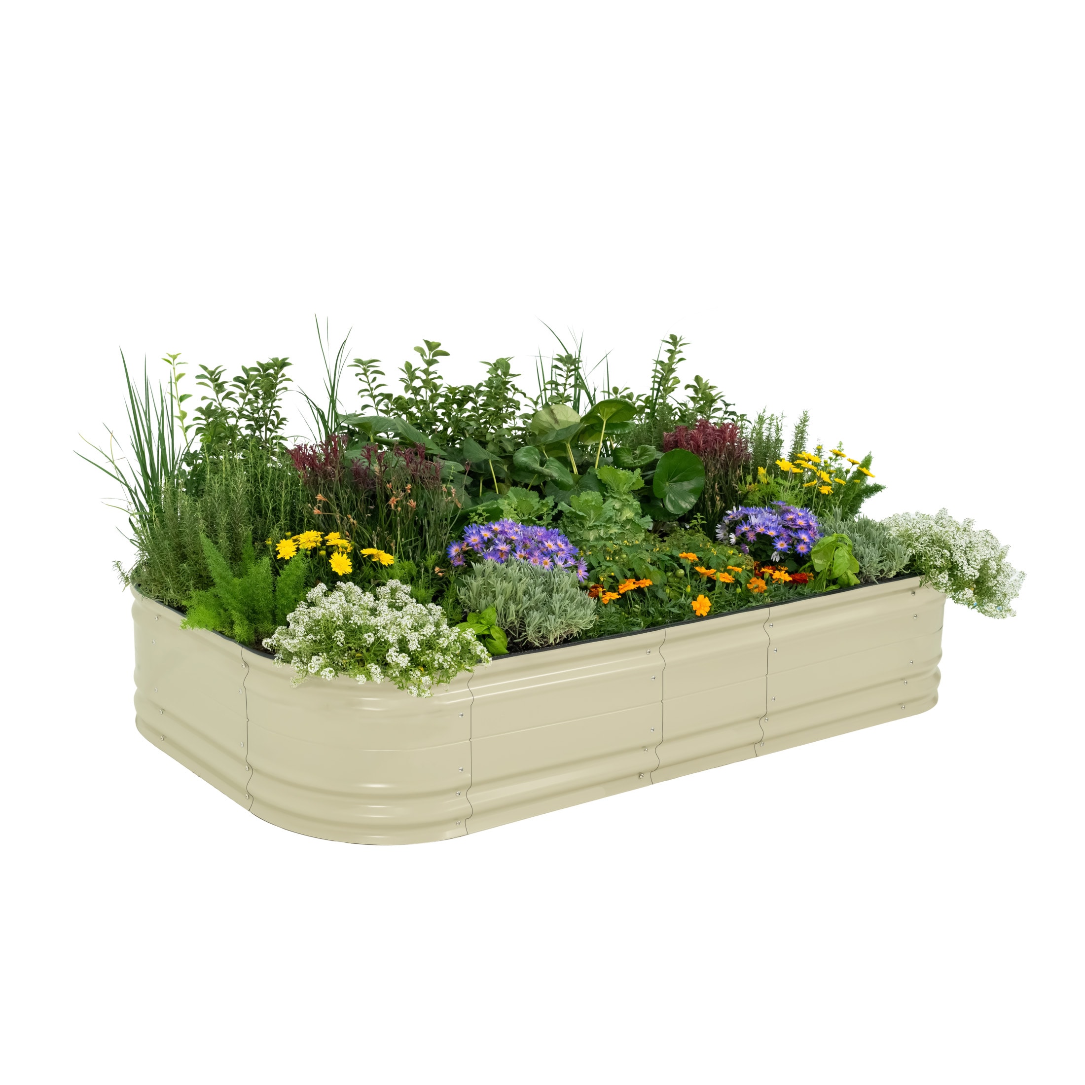 Vego Garden 45-cu ft 48-in W x 96-in L x 17-in H Pearl White Galvanized Metal Raised Garden Bed