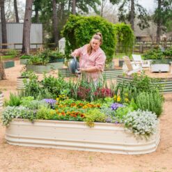 Vego Garden 45-cu ft 48-in W x 96-in L x 17-in H Pearl White Galvanized Metal Raised Garden Bed