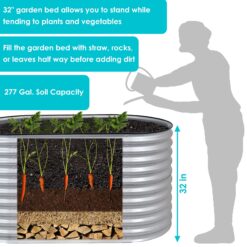 Sunnydaze Decor 62.5-in W x 32-in L x 32-in H Elevated Silver Galvanized Metal Raised Garden Bed