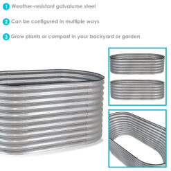Sunnydaze Decor 62.5-in W x 32-in L x 32-in H Elevated Silver Galvanized Metal Raised Garden Bed