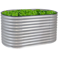 Sunnydaze Decor 62.5-in W x 32-in L x 32-in H Elevated Silver Galvanized Metal Raised Garden Bed