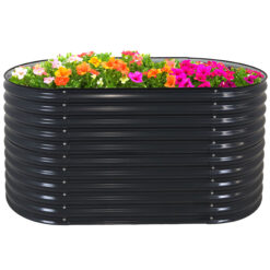 Sunnydaze Decor 62.5-in W x 32-in L x 32-in H Elevated Dark Gray Galvanized Metal Raised Garden Bed