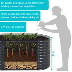 Sunnydaze Decor 62.5-in W x 32-in L x 32-in H Elevated Dark Gray Galvanized Metal Raised Garden Bed