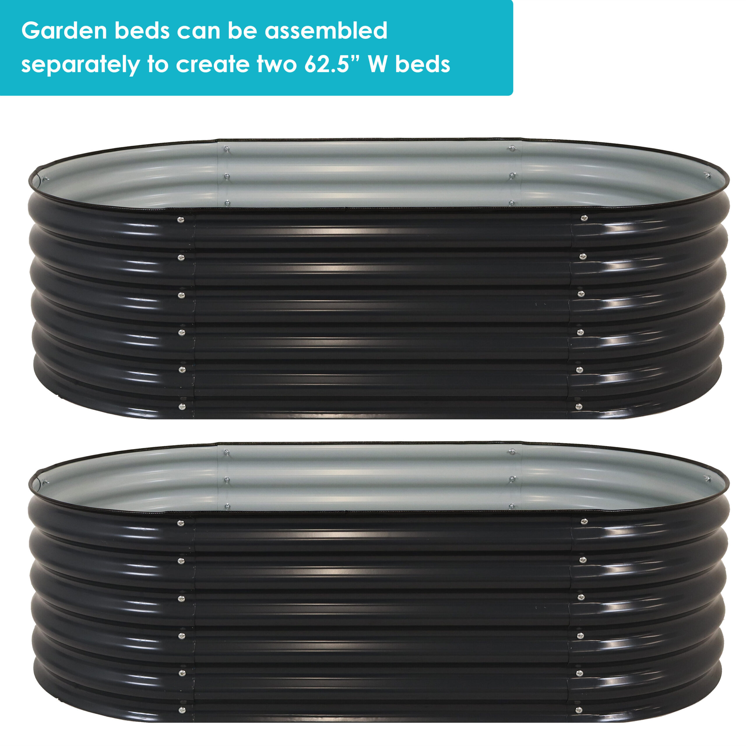 Sunnydaze Decor 62.5-in W x 32-in L x 32-in H Elevated Dark Gray Galvanized Metal Raised Garden Bed