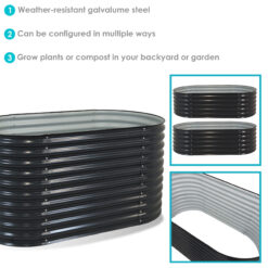Sunnydaze Decor 62.5-in W x 32-in L x 32-in H Elevated Dark Gray Galvanized Metal Raised Garden Bed
