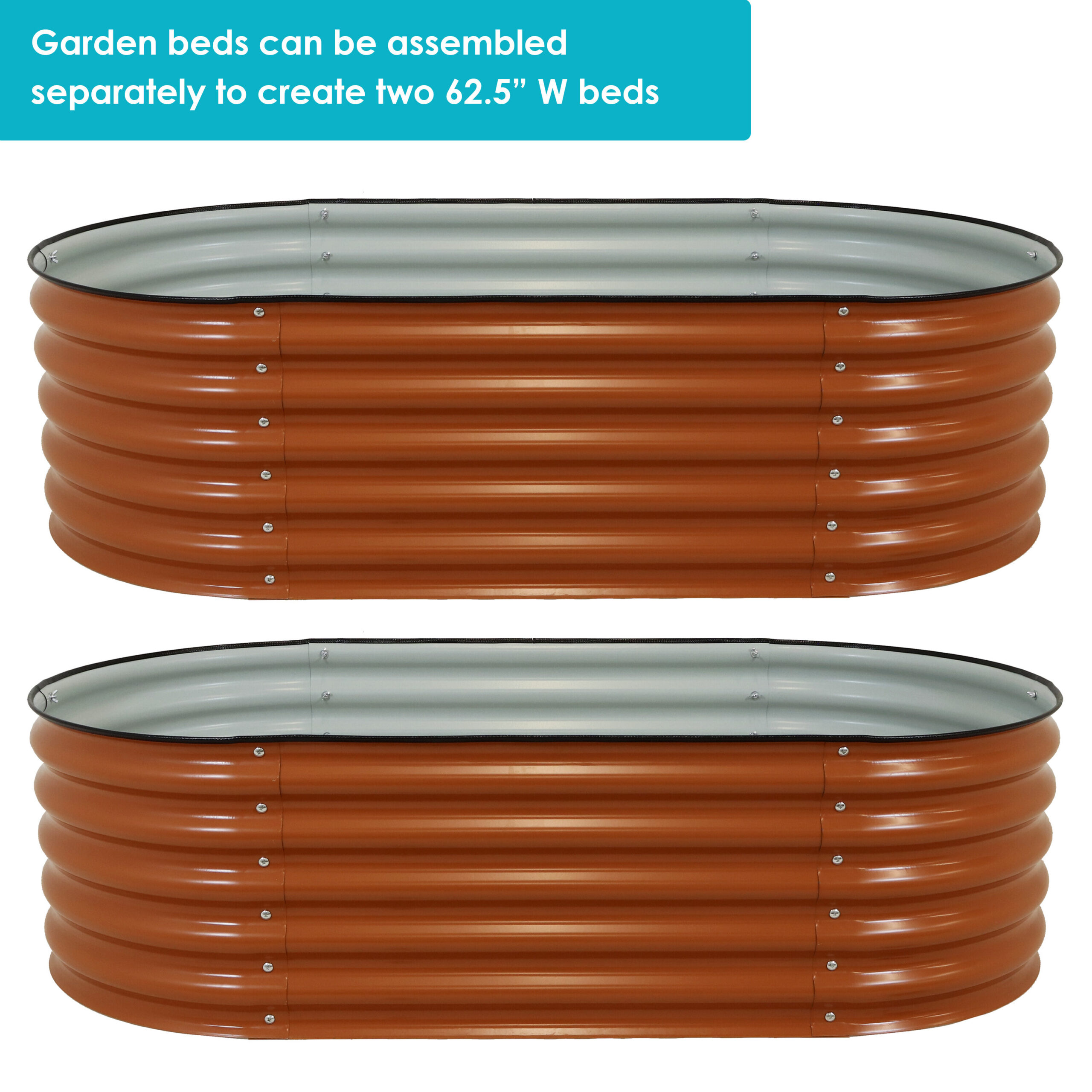 Sunnydaze Decor 62.5-in W x 32-in L x 32-in H Elevated Brown Galvanized Metal Raised Garden Bed